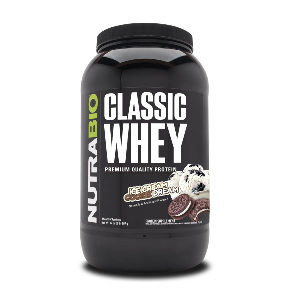 NutraBio Classic Whey Protein Powder- 25G of Protein Per Scoop - Ice Cream Cookie