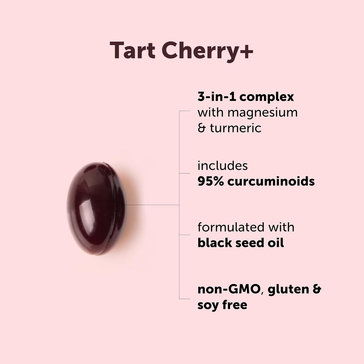 Tart Cherry+ with Magnesium Glycinate & 95% Turmeric Curcumin, 300 Softgels | Made with Black Seed Oil | Tart Cherry Extract Supplement | 3-in-1 Herbal & Mineral Complex | Non-GMO, Gluten Free