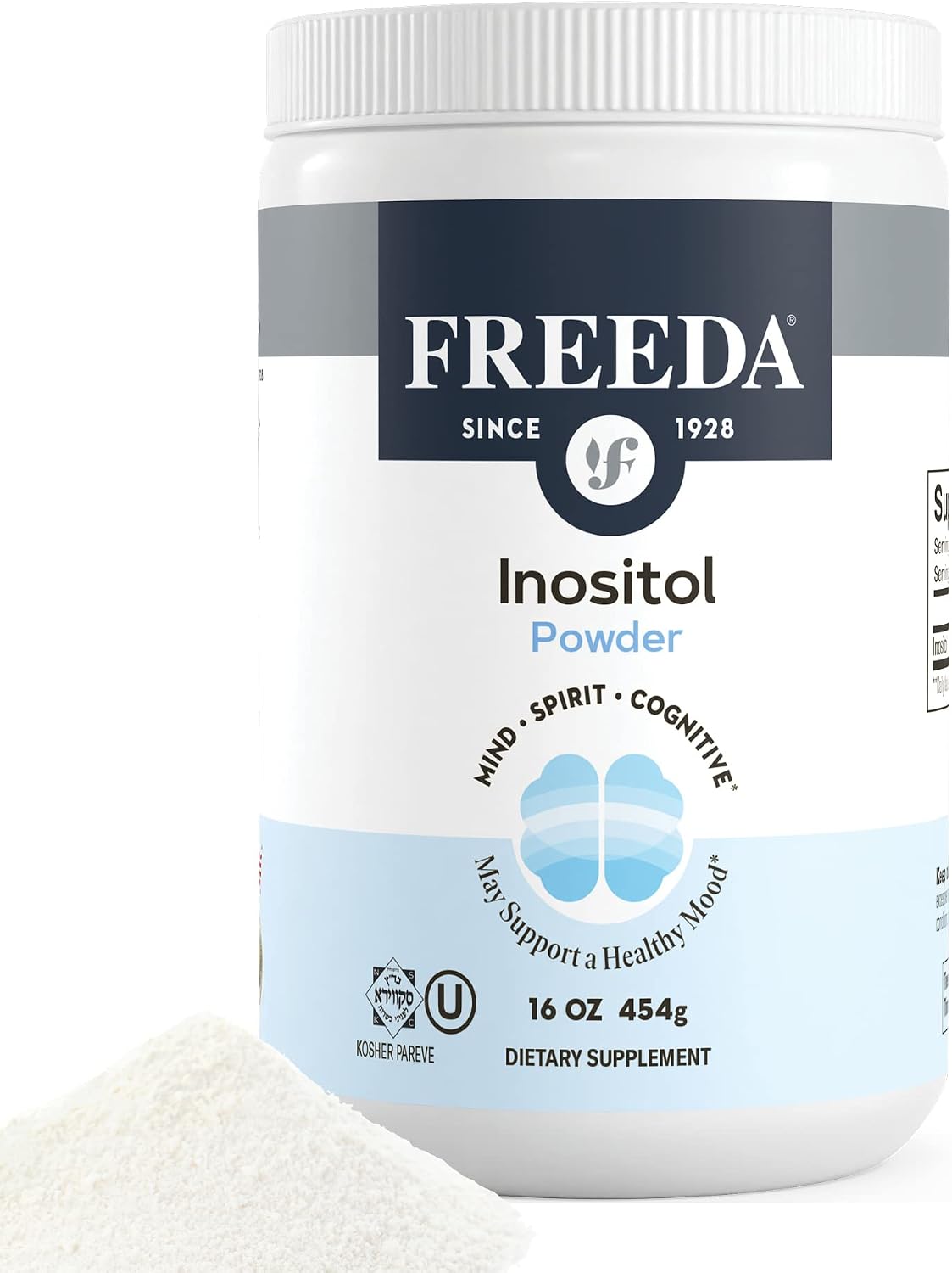 FREEDA Pure Myo-Inositol Powder – Vitamin B8 for Hormone, Mood & Cellular Health – Supports Fertility, Focus, Energy & Nervous System Function – Kosher, Vegan, Non-GMO, Gluten-Free (16 oz) | One-Ingredient Formula with No Fillers, Sweeteners, or Additives