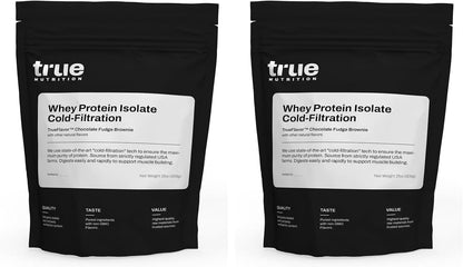 True Nutrition Whey Protein Isolate Cold-Filtration - 100% Whey Protein Powder - 27g Protein per Serving - Mixes Easily and Tastes Great - Third Party Tested - Chocolate - 2lb… (Pack of 2)