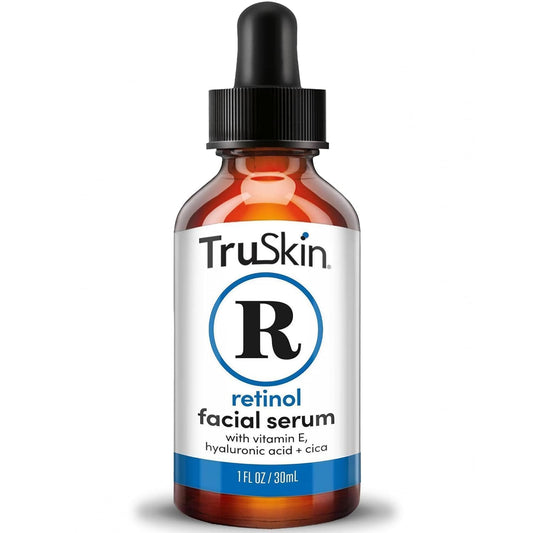TruSkin Retinol Serum for Face with Hyaluronic Acid & Cica, 1 fl oz | Gentle overnight retinoid serum with Vitamin E helps visibly smooth fine lines, refines skin texture for renewed-looking skin