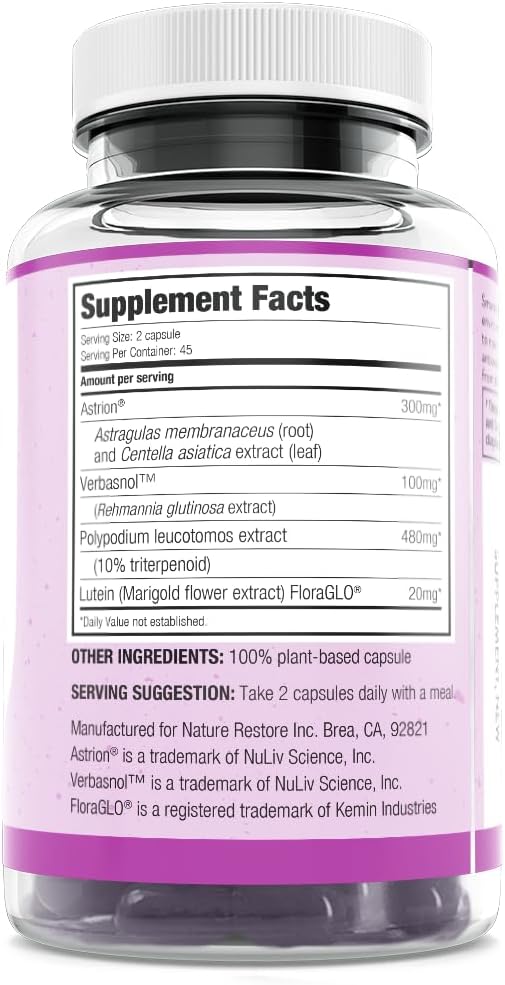 SmarterSkin. Polypodium Leucotomos & Verbascoside Skin Defense Supplement. Advanced Internal Cellular Antioxidant for Sun-Exposed Skin. Anti-Photoaging & Collagen Support, Vegan Capsules