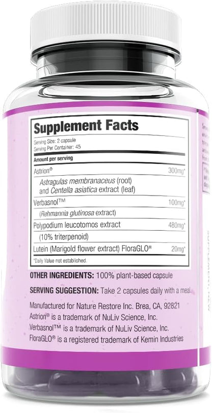 SmarterSkin. Polypodium Leucotomos & Verbascoside Skin Defense Supplement. Advanced Internal Cellular Antioxidant for Sun-Exposed Skin. Anti-Photoaging & Collagen Support, Vegan Capsules