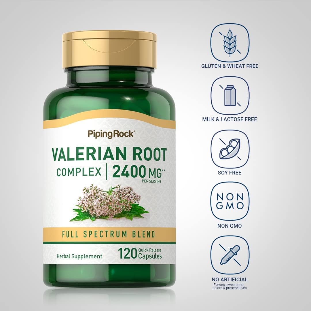 Piping Rock Valerian Root Capsules | 120 Count | Herbal Extract Complex | Non-GMO & Gluten Free Supplement