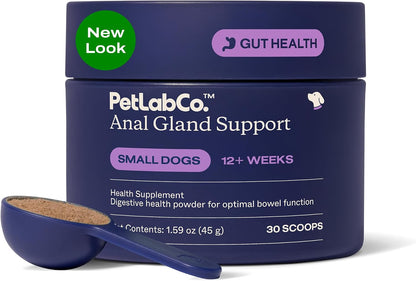 PetLab Co. Anal Gland Support Powder, Tailored, Small | Size-specific beet pulp, psyllium husk and probiotics to support firm stools and gland expression