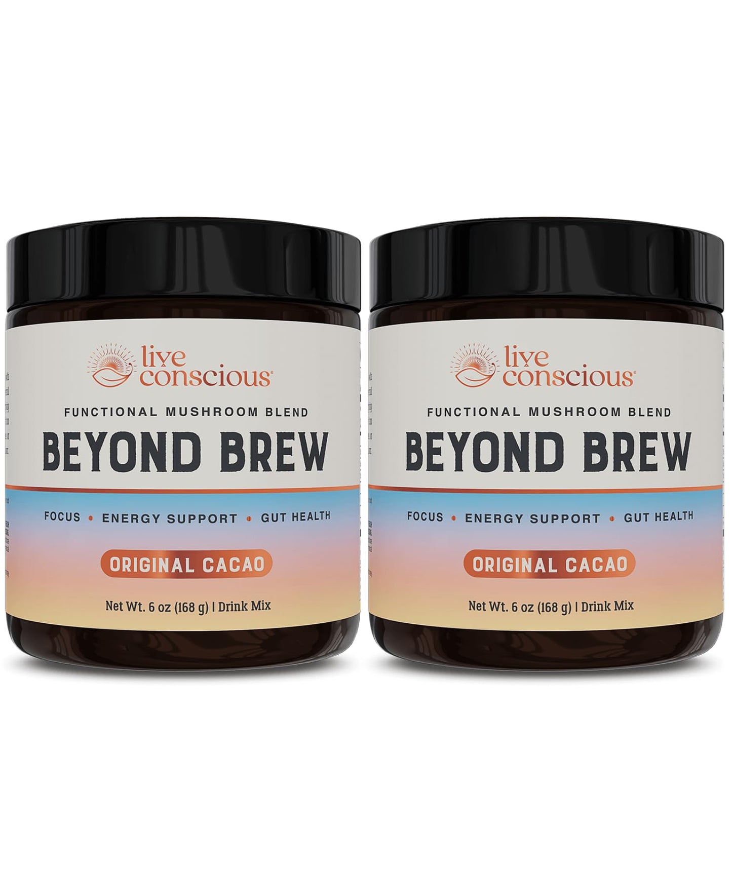 Live Conscious Beyond Brew - Coffee Alternative - Low Caffeine - Mushroom Complex w/Lion’s Mane, Reishi, Cordyceps & Chaga for Sustained Focus, Energy & Immunity - w/Prebiotics & Probiotics - 30