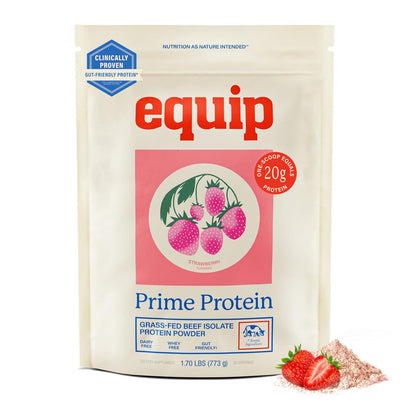 Equip Prime Chocolate Protein Powder - Gut-Friendly, No Sugar Protein Shake Powder with Grass-Fed Beef & Natural Collagen - Rich & Creamy Mix - 21g Per Serving - Whey & Dairy-Free (30 Scoops)