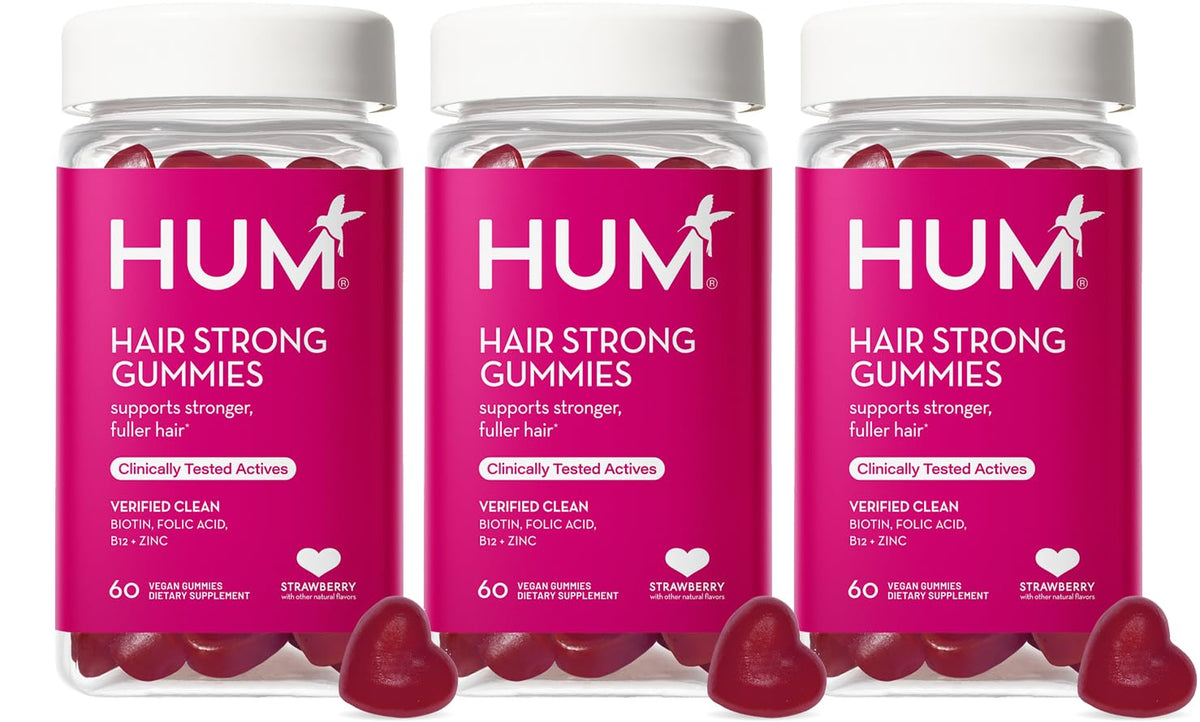 HUM Hair Strong - Daily Gummies with Biotin to Combat Hair Loss & Thinning - Fo Ti, Folic 