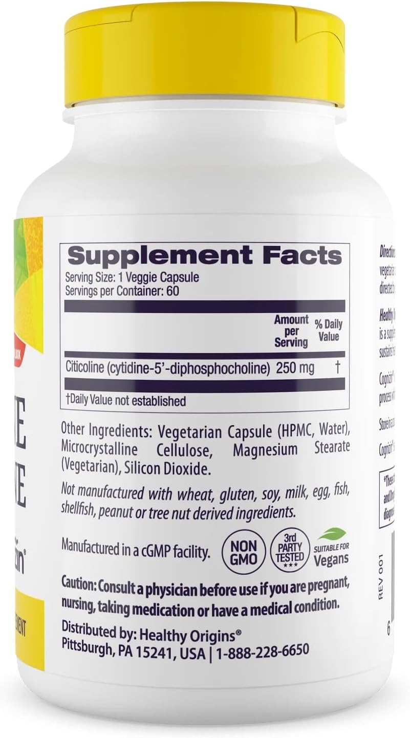 Healthy Origins Cognizin Citicoline 250 mg, 60 Veggie Caps