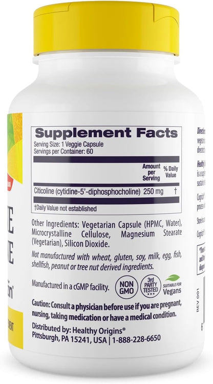 Healthy Origins Cognizin Citicoline 250 mg, 60 Veggie Caps