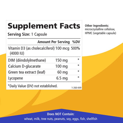 Breast D by Pure Essence - Natural Supplement for Estrogen Balance, Hormonal Acne, and Menopause Support with Vitamin D3, Calcium, Green Tea & Lycopene - 30 Capsules
