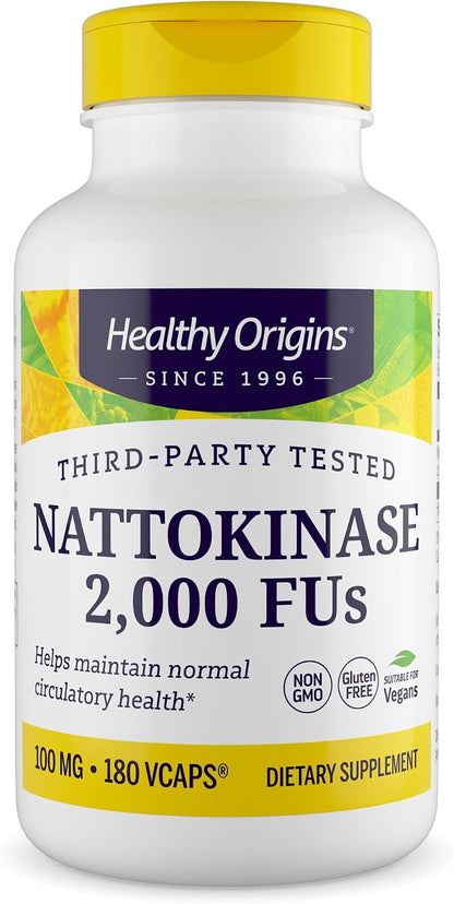Healthy Origins Nattokinase 2,000 FUs 100 mg, 180 Veggie Caps