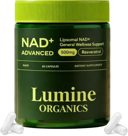 1PCSLumine Organics NAD+ Supplement for Energy Metabolism Support, Liposomal Capsules Containing Resveratrol,Nicotinamide Ribosidean & Quercetin,Alternative to NMN Supplement,Gluten-Free,Vegan (1PCS)