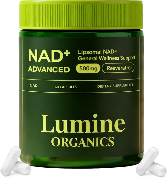 1PCSLumine Organics NAD+ Supplement for Energy Metabolism Support, Liposomal Capsules Containing Resveratrol,Nicotinamide Ribosidean & Quercetin,Alternative to NMN Supplement,Gluten-Free,Vegan (1PCS)
