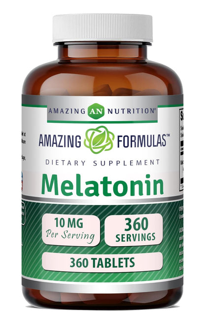 Amazing Formulas Melatonin 10 Mg Supplement | Tablets | Non-GMO | Gluten-Free | Made in USA (1 Pack | 120 Count)