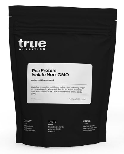 True Nutrition 5LBS Unflavored Pea Protein Powder Isolate - Vegan, Low Fat, Lactose-Free