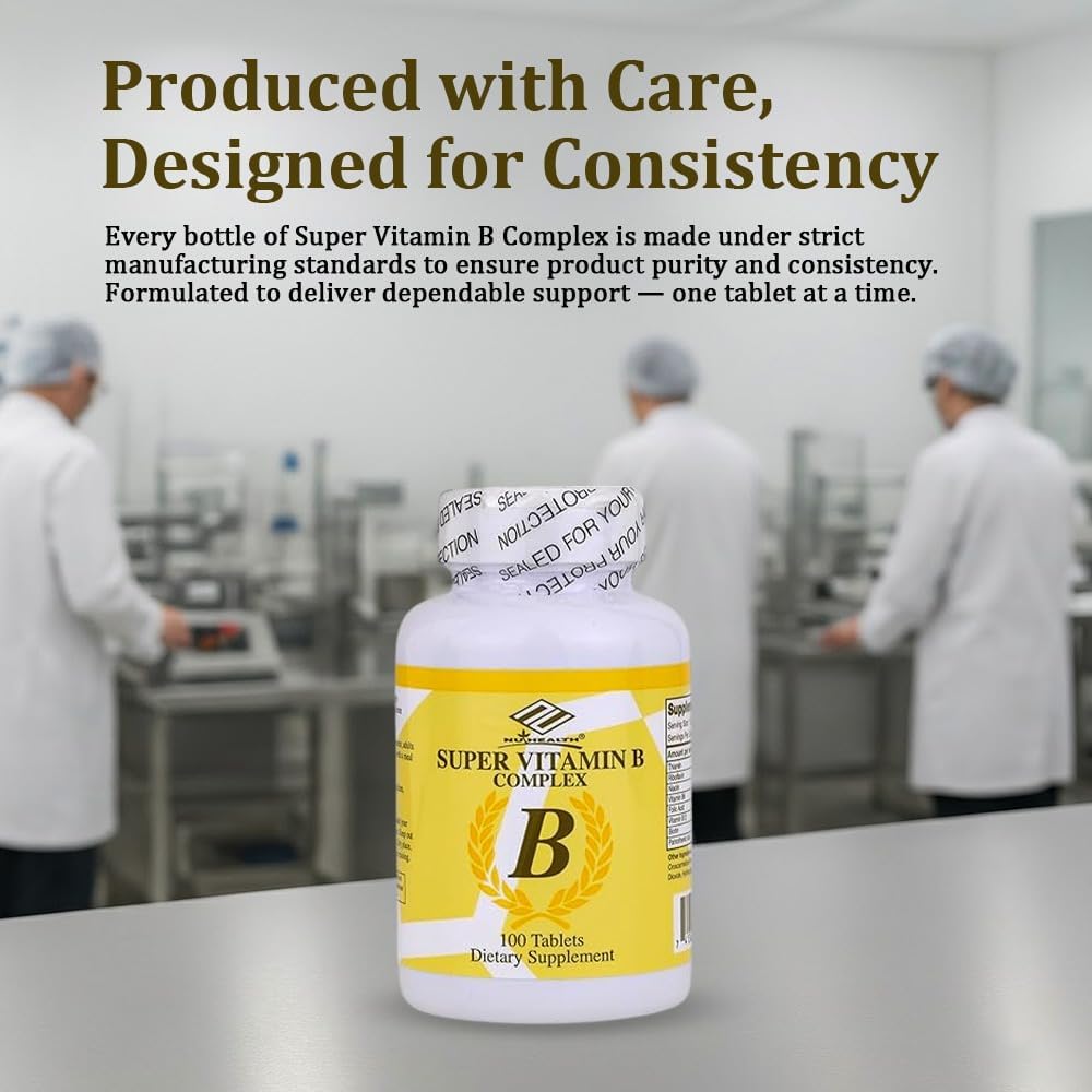 Super Vitamin B Complex, B12, B6 & Folic Acid, 100 Tabs