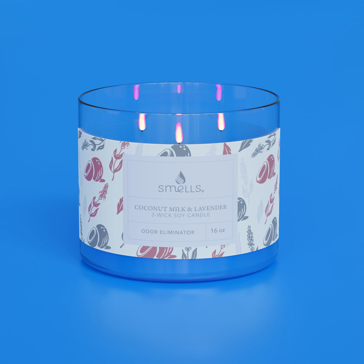 Smells - Odor Eliminator - Premium Soy Wax Jar Scented Candle 12oz. and 16oz. - 100% Cotton Single Wick