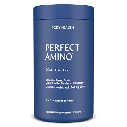 BodyHealth PerfectAmino (150 ct) Easy to Swallow Tablets, Essential Amino Acids Supplement with BCAAs, Vegan Protein for Pre/Post Workout & Muscle Recovery with Lysine, Tryptophan, Leucine, Methionine