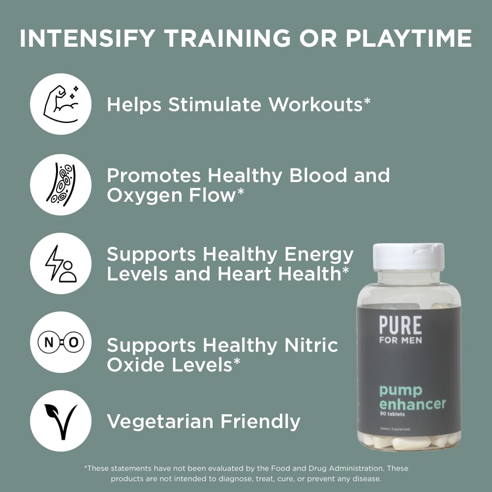 Pure for Men Pump Enhancer | Pre Workout Supplement for Muscle Pump, Stamina