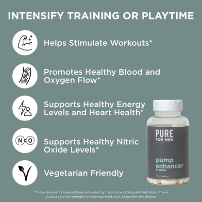 Pure for Men Pump Enhancer | Pre Workout Supplement for Muscle Pump, Stamina