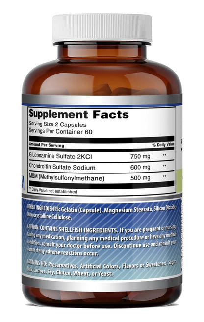 Amazing Formulas Glucosamine Chondroitin & MSM Supplement | 1850 Mg per Serving | 240 Capsules | Non-GMO | Gluten-Free | Made in USA