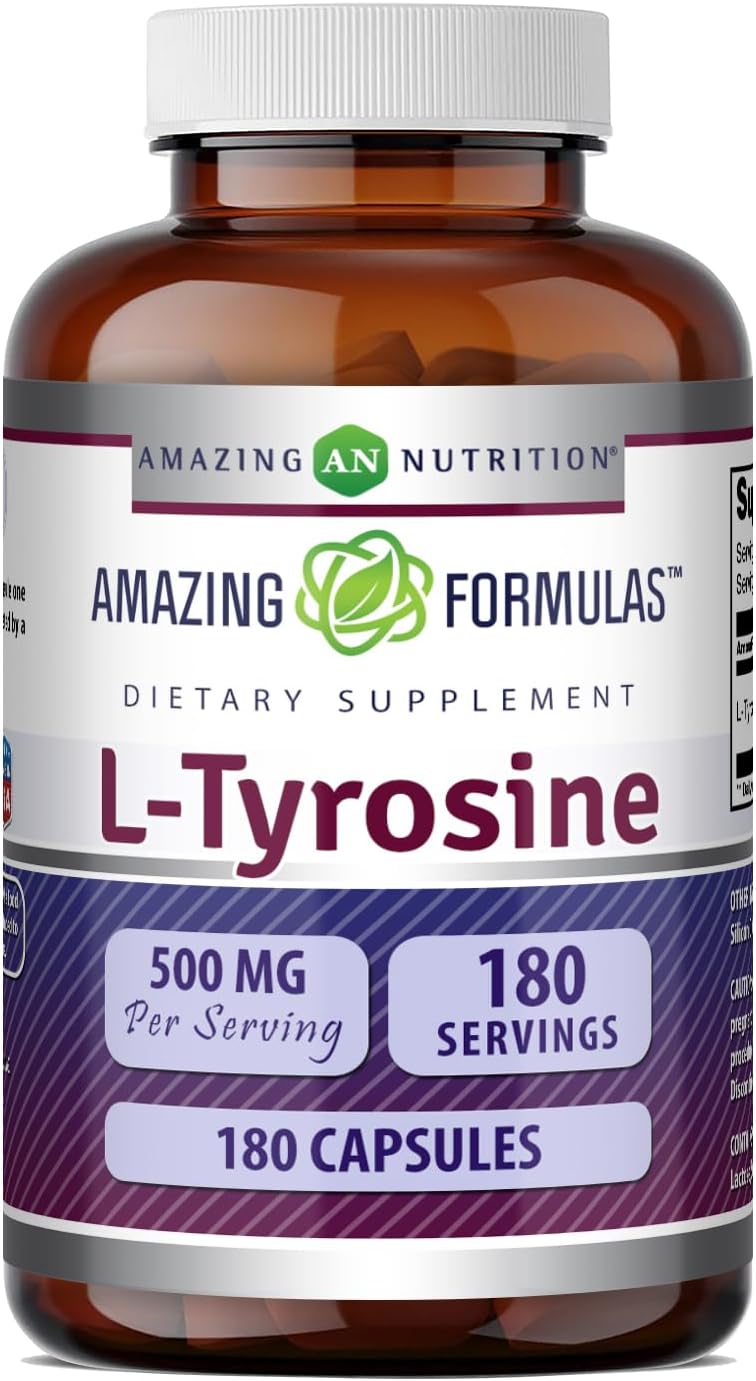 Amazing Formulas L-Tyrosine Amino Acid Supplement | 500 Mg per Serving | 180 Capsules | Non-GMO | Gluten-Free | Made in USA