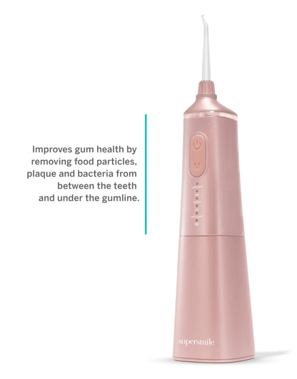 Supersmile Professional Zina Water Flosser, Silver, Rechargeable Cordless Water Flosser, 5 Cleaning Modes, Waterproof, Travel Friendly, Safe for Veneers & Braces
