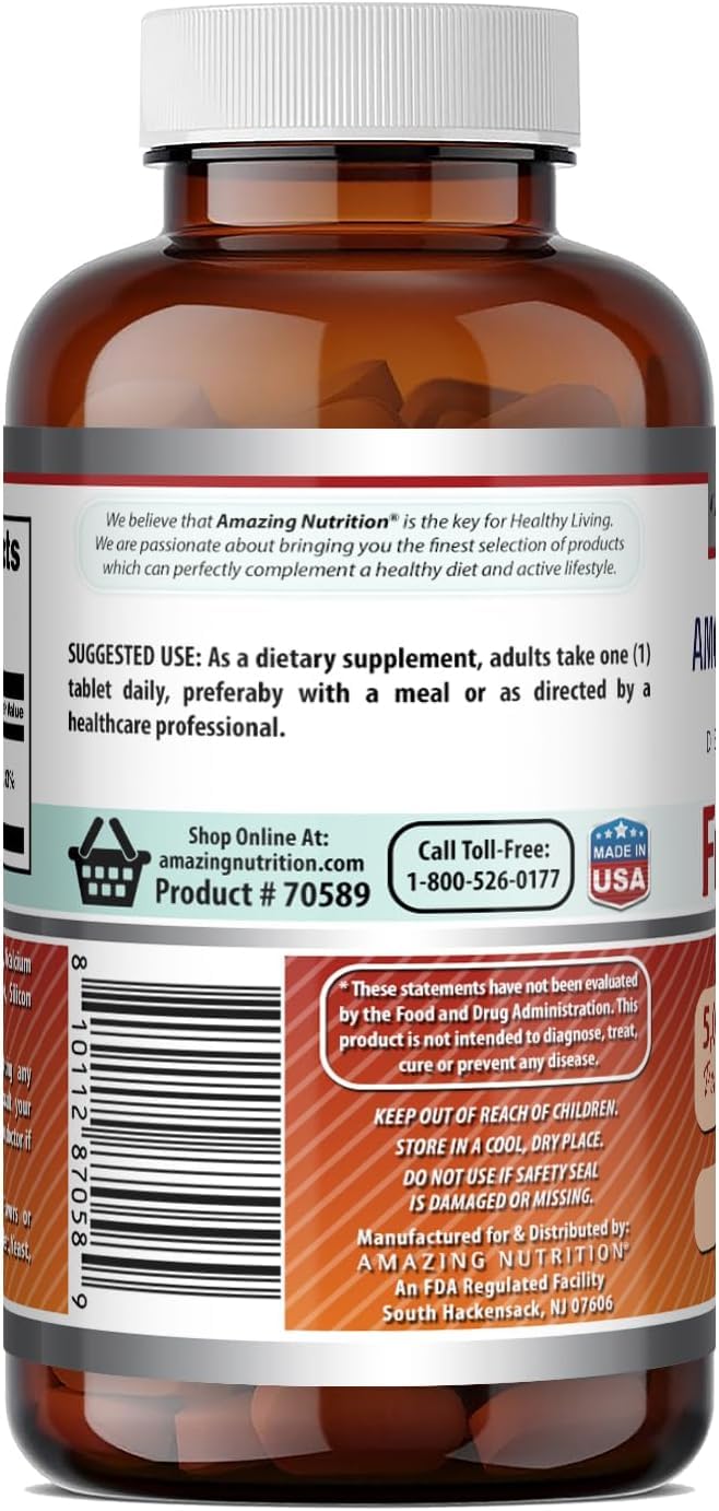 Amazing Formulas Folic Acid 5000 Mcg per Serving | Tablets Supplement | Non-GMO | Gluten-Free | Made in USA (1 Pack | 120 Count)