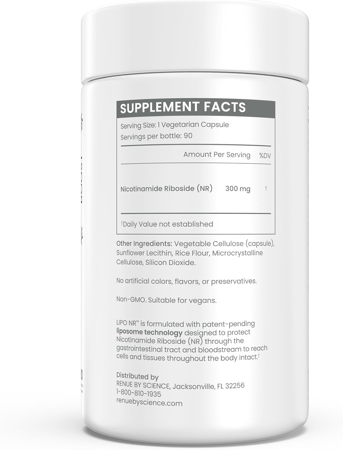 Renue By Science Nicotinamide Riboside | High Strength Liposomal NAD Supplement | 90 Nicotinamide Capsules - 300mg Nicotinamide Riboside per Serving | Manufactured in The USA Third-Party Tested
