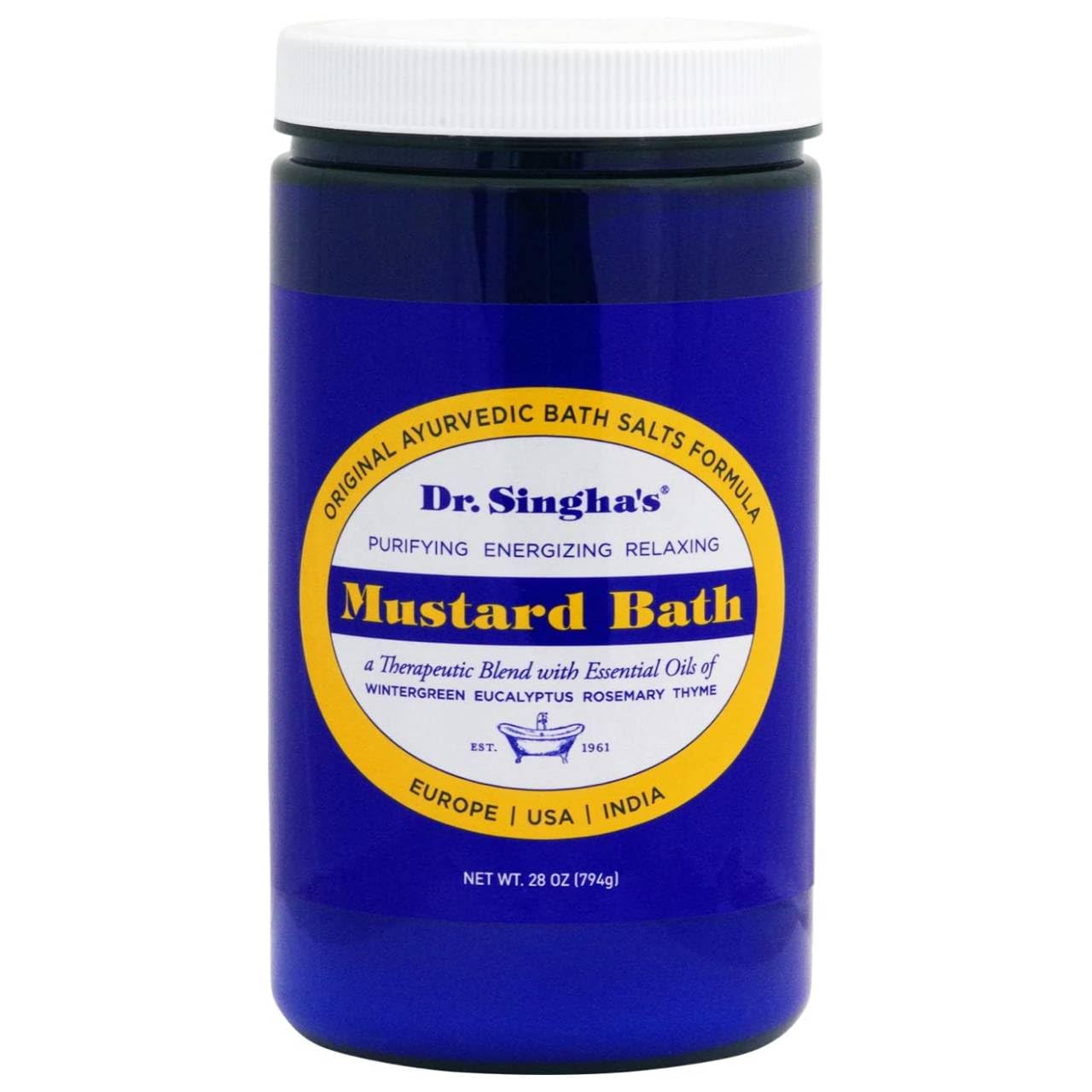 Dr. Singha's Mustard Bath Soak – Aromatherapy Bath Salts with Mustard Seed & Essential Oils for Muscle Relaxation, Stress Relief & Soothing – Epsom Salt Alternative, 16 oz