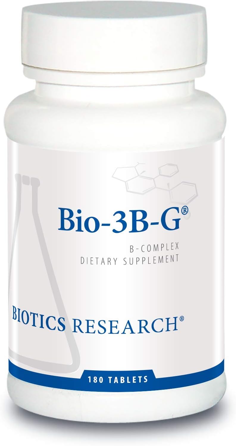 BIOTICS RESEARCH Bio-3B-G Vitamin B Complex, Vitamin B Complex Supplement for Stress, Energy and Adrenal Health Gluten Free Supplement 180 Tablets