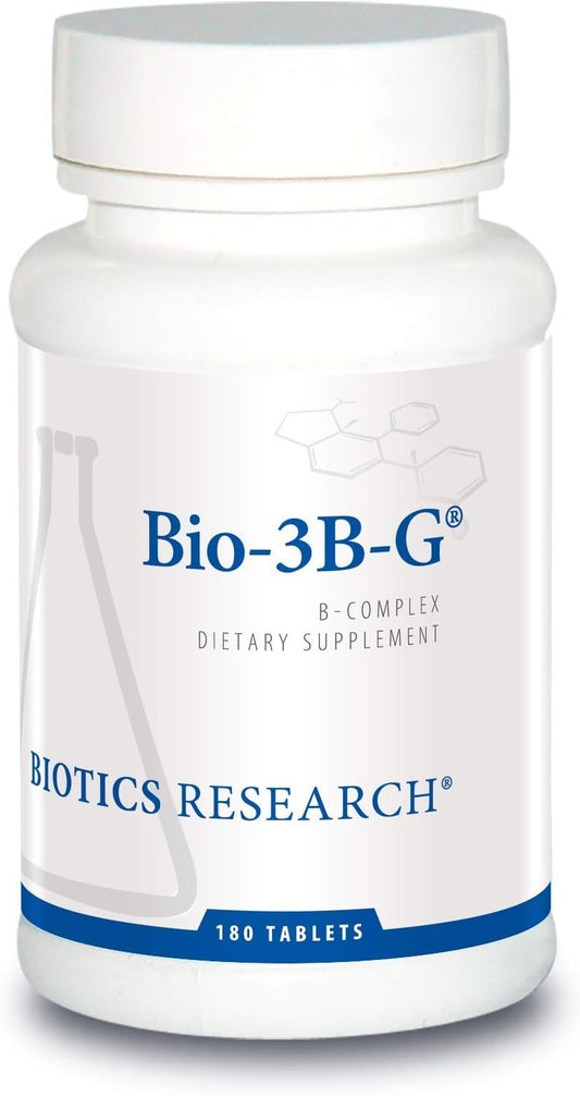 BIOTICS RESEARCH Bio-3B-G Vitamin B Complex, Vitamin B Complex Supplement for Stress, Energy and Adrenal Health Gluten Free Supplement 180 Tablets