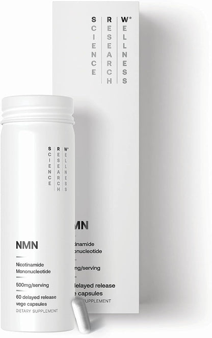 SRW Laboratories NMN 500mg | Over 99.5% Pure Nicotinamide Mononucleotide | Patented Stabilization | Delayed Release Capsules | NAD+ Booster for Cellular Energy & Healthy Aging | 60 Vege Capsules
