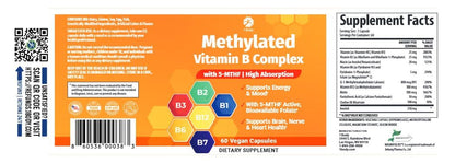 1 Body Methylated Vitamin B Complex, 5-MTHF & Methyl B12, 60 Capsules