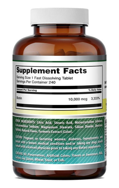 Amazing Formulas Biotin 10,000 mcg | Fast Dissolve Tablets | Non-GMO | Gluten Free Supplement | Made in USA (Strawberry, 60 Count)