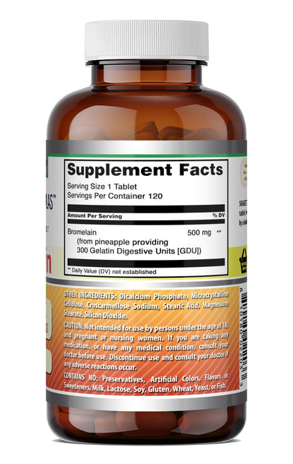 Amazing Formulas Bromelain 500 Mg | Tablets Supplement | Non-GMO | Gluten-Free | Made in USA (Pack of 1 | 240 Count)