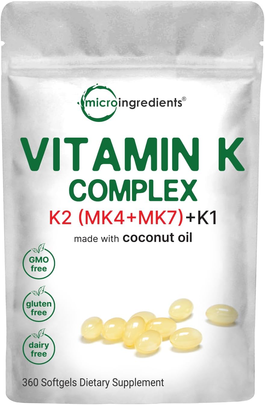 Micro Ingredients Super Vitamin K Complex (K2 MK7 + MK4 & K1) & Vitamin D3 5,000 IU Bundle Pack | Easily Absorbed K Vitamins, Active Menaquinone Complex | Vitamin D as Cholecalciferol