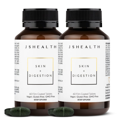 JSHealth Skin & Digestion Formula Supports Healthy Skin & Digestive Comfort | Clear Skin Supplement with Zinc, Burdock, Turmeric. Supports Healthy Skin and Digestive Comfort. Vegan (60 Tablets)