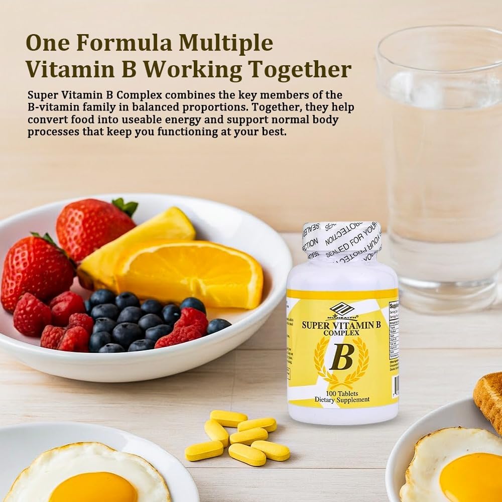 Super Vitamin B Complex, B12, B6 & Folic Acid, 100 Tabs