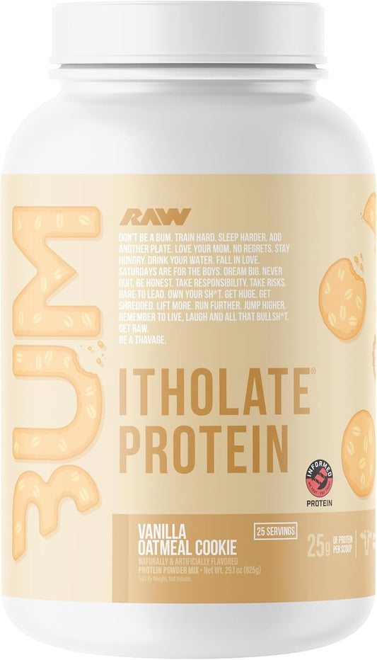 RAW Whey Isolate Protein Powder, Vanilla Oatmeal Cookie (CBUM Itholate Protein) - 100% Grass-Fed Sports Nutrition for Muscle Growth & Recovery - Low-Fat, Low Carb, Naturally Flavored - 25 Servings