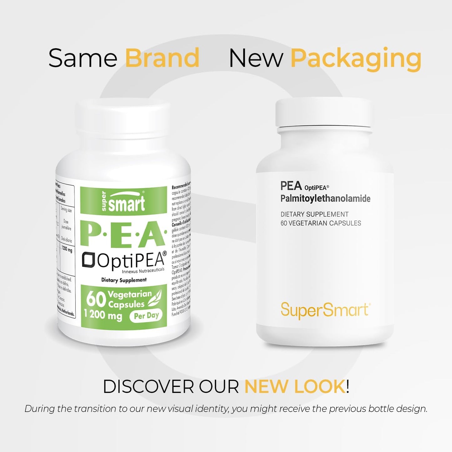 Supersmart - 99% Pea Supplement PalmitoylEthanolAmide 1200 mg per Day - with OptiPEA - Natural Supplement - General Health & Neuropathy Support | Non-GMO & Gluten Free - 60 Vegetarian Capsules