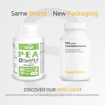 Supersmart - 99% Pea Supplement PalmitoylEthanolAmide 1200 mg per Day - with OptiPEA - Natural Supplement - General Health & Neuropathy Support | Non-GMO & Gluten Free - 60 Vegetarian Capsules