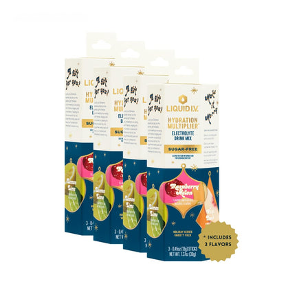 Liquid I.V.® Hydration Multiplier Sugar-Free Sample Pack- Raspberry Melon, Lemon Lime, and White Peach - 4 Pack (12 Sticks)