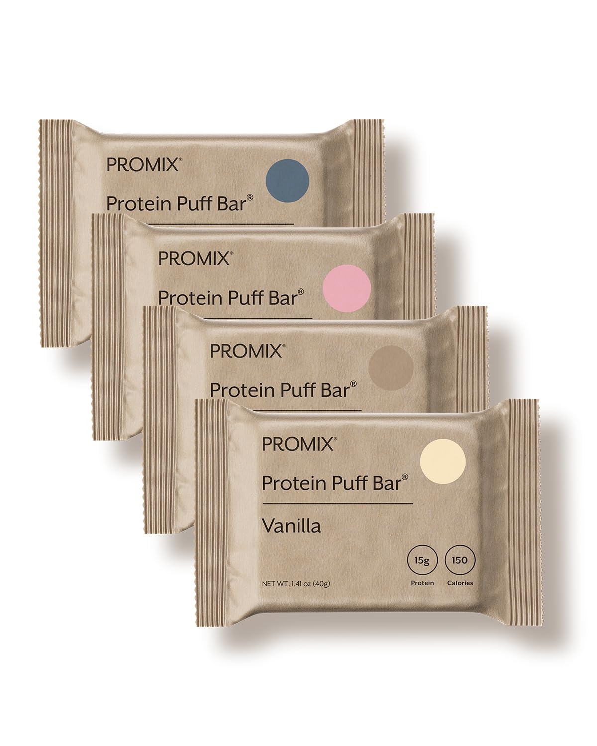 ProMix Nutrition Protein Puff Bars - Variety Pack - Vanilla, Chocolate, Strawberry, Blueberry - Marshmallow Crispy Treat - High Protein & Low Calorie - 12 Bars