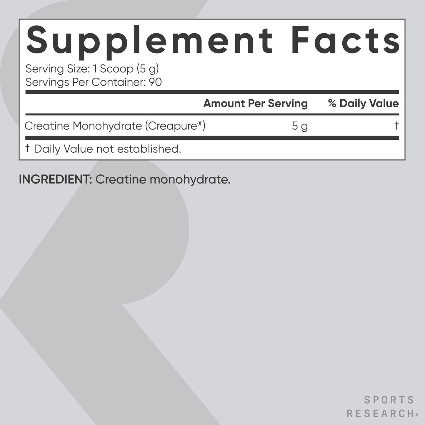 Sports Research Creatine Monohydrate - Gain Lean Muscle, Improve Performance and Strength and Support Workout Recovery* - 5 g Micronized Creatine - 17.64 oz