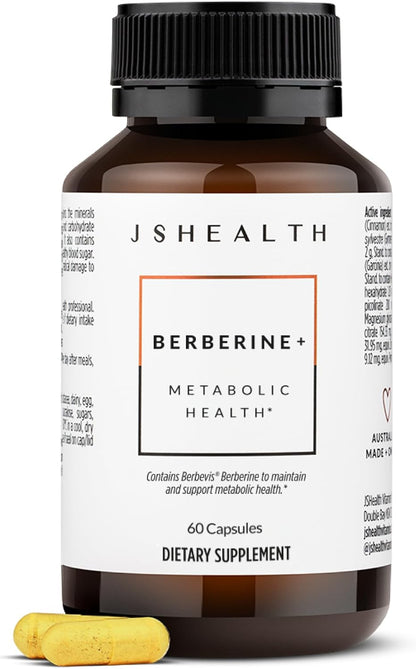 JSHealth Berberine Supplement with Berbevis for Metabolic Health Support. Higher Strength for Blood Sugar Already in the Normal Range and Body Composition. By Nutritionist Jessica Sepel (60 Capsules)