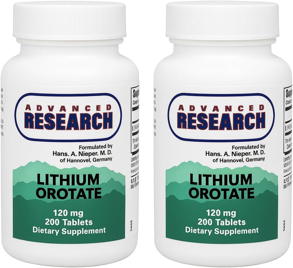 Nutrient Carriers Advance Research Lithium Orotate 120 Mg 200 Tablets(Pack of 2)