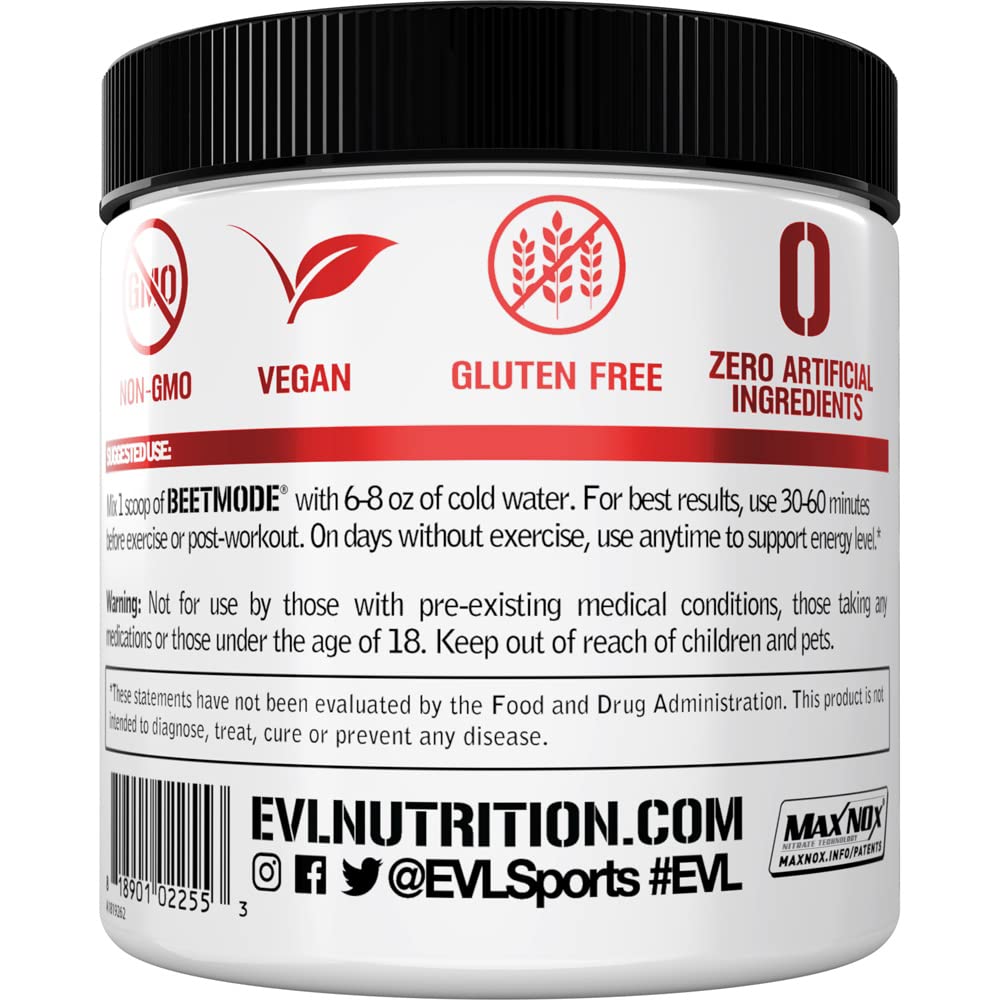Evlution Nutrition BeetMode - Beet Root Powder - Nitric Oxide Booster - Black Cherry Flavor - Pre or Post-Workout Supplement for Enhanced Energy & Performance - Vegan & Gluten Free - 30 Servings