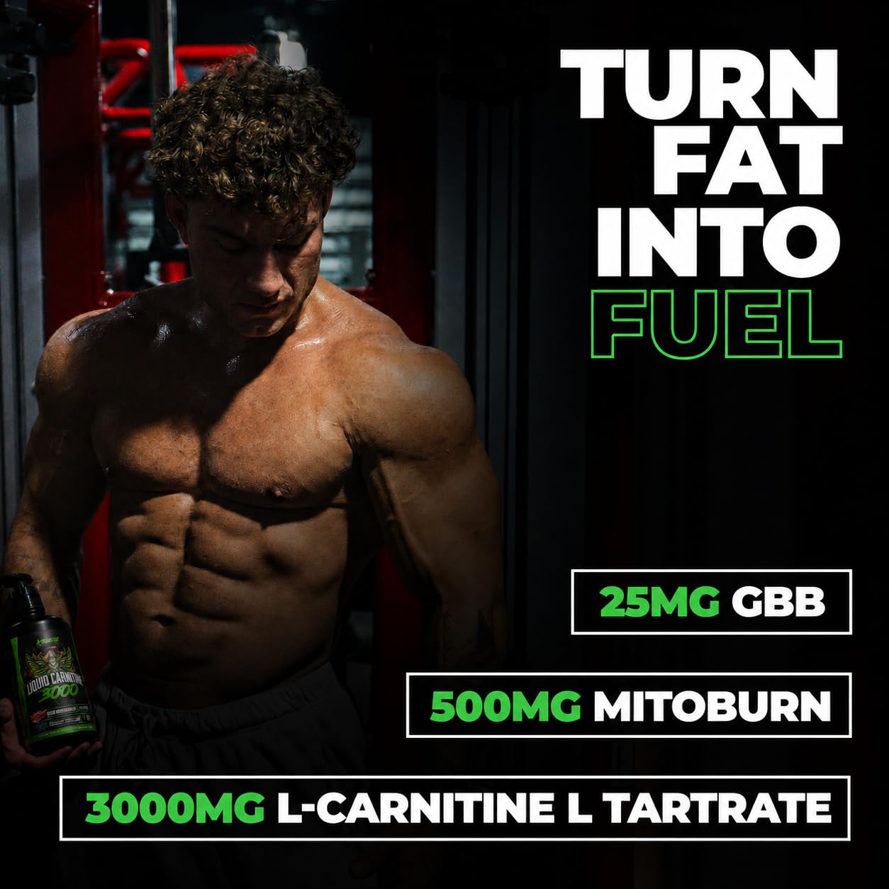 Huge Supplements Liquid L-Carnitine 3000, Superior Potency Infused with 500mg MitoBurn & 25mg GBB, Premium Stim-Free & Energy Boost, Convenient Pump Top, 32 Oz (60 Servings)